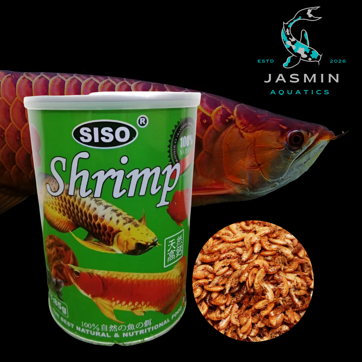 Siso Dried Shrimp 85g for Arowana, Flower Horn, Cichlids, and Turtles.