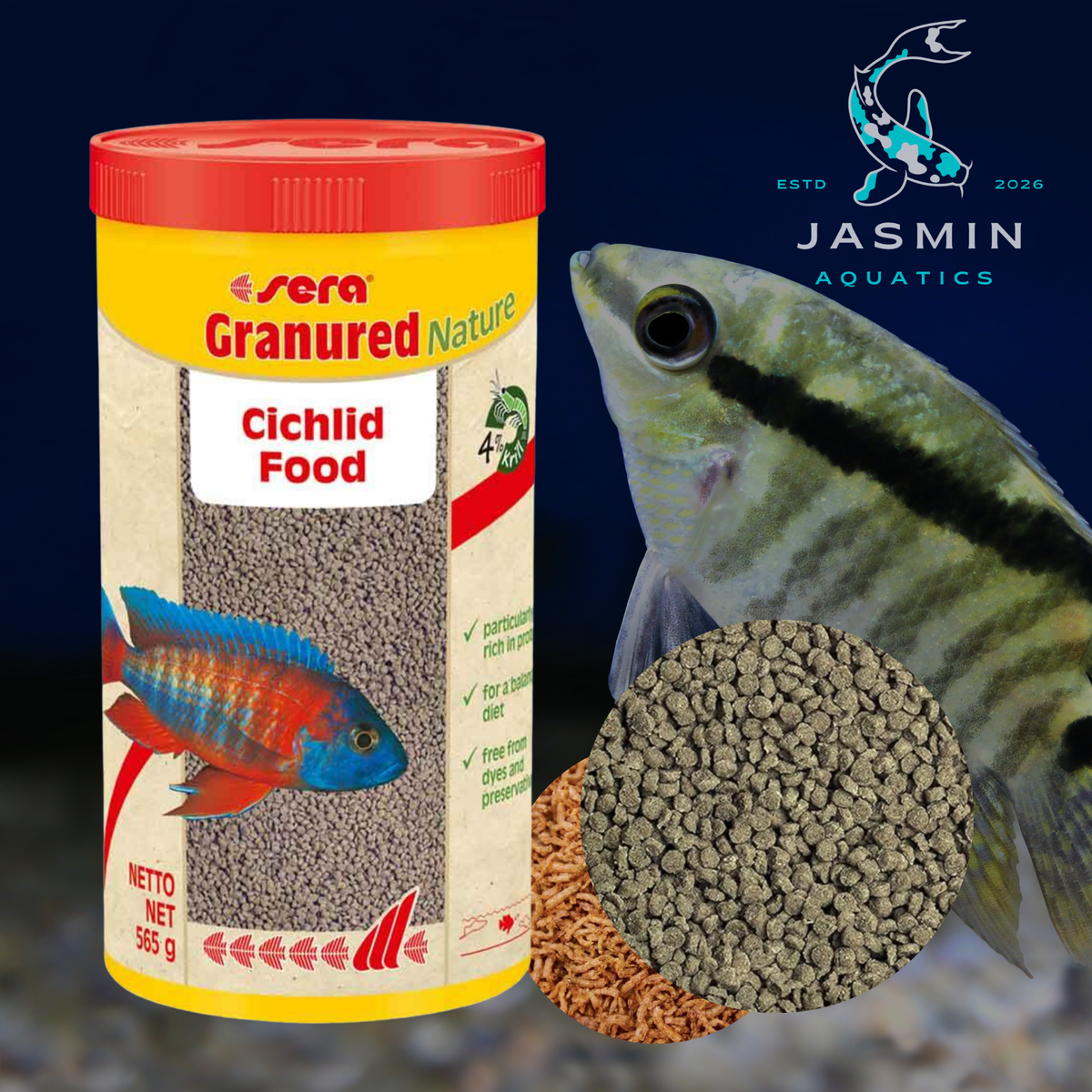 Sera Granured Nature Cichlid Food (565g / 1000ml)  Slow-Sinking Granules