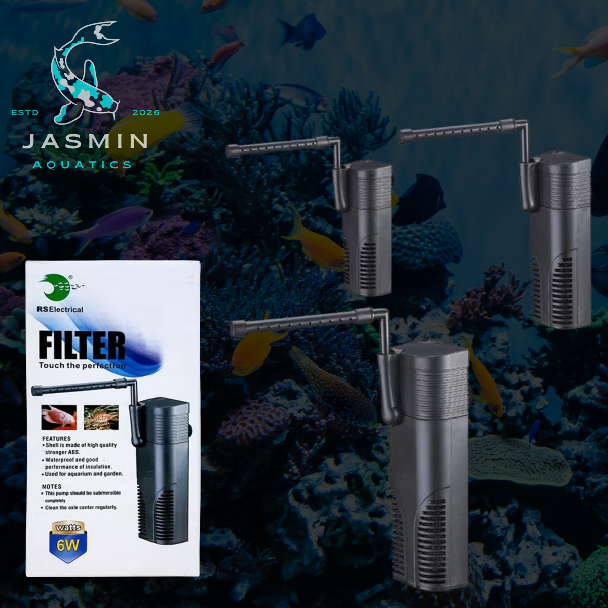 RS 3-in-1 submersible mechanical filtration and a rain-spray bar.