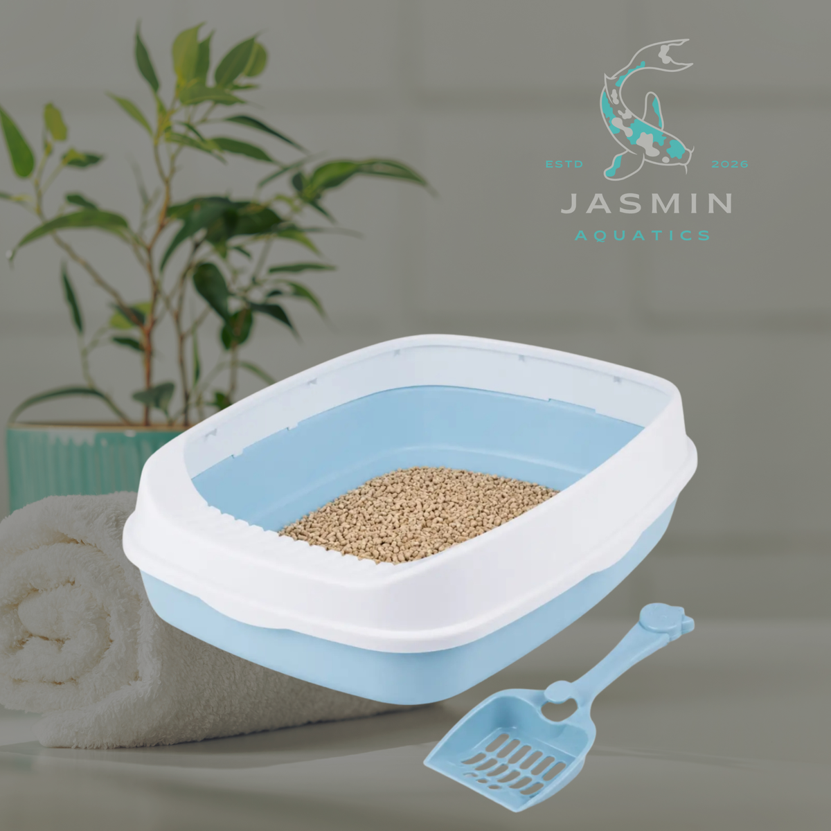 Semi-closed Cat Litter Box - small to medium-sized cats (49 x 36 x 17 cm)